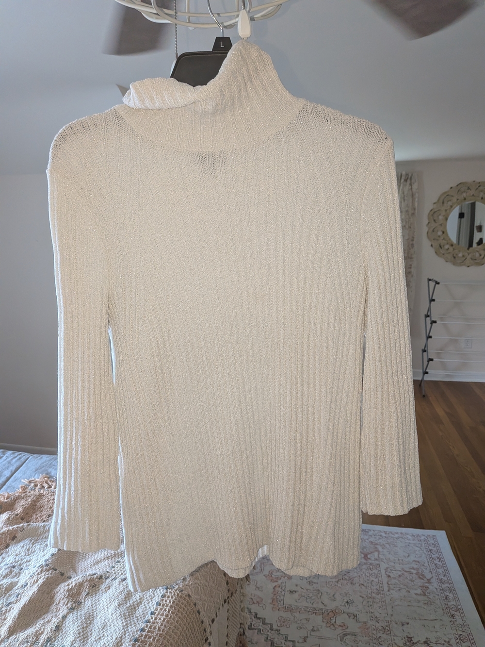Talbots Cream Ribbed Cowl Neck Sweater